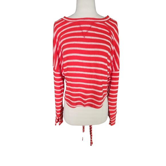 Free People FP Beach Nautical Slub Cotton Top Womens M Red Striped Vacation Boho - Picture 1 of 8